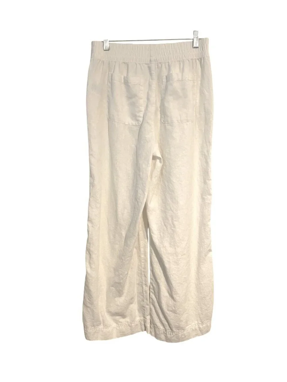 Old Navy Women’s S Off White Pants Linen Blend Wide-Leg Pull On Casual Comfy